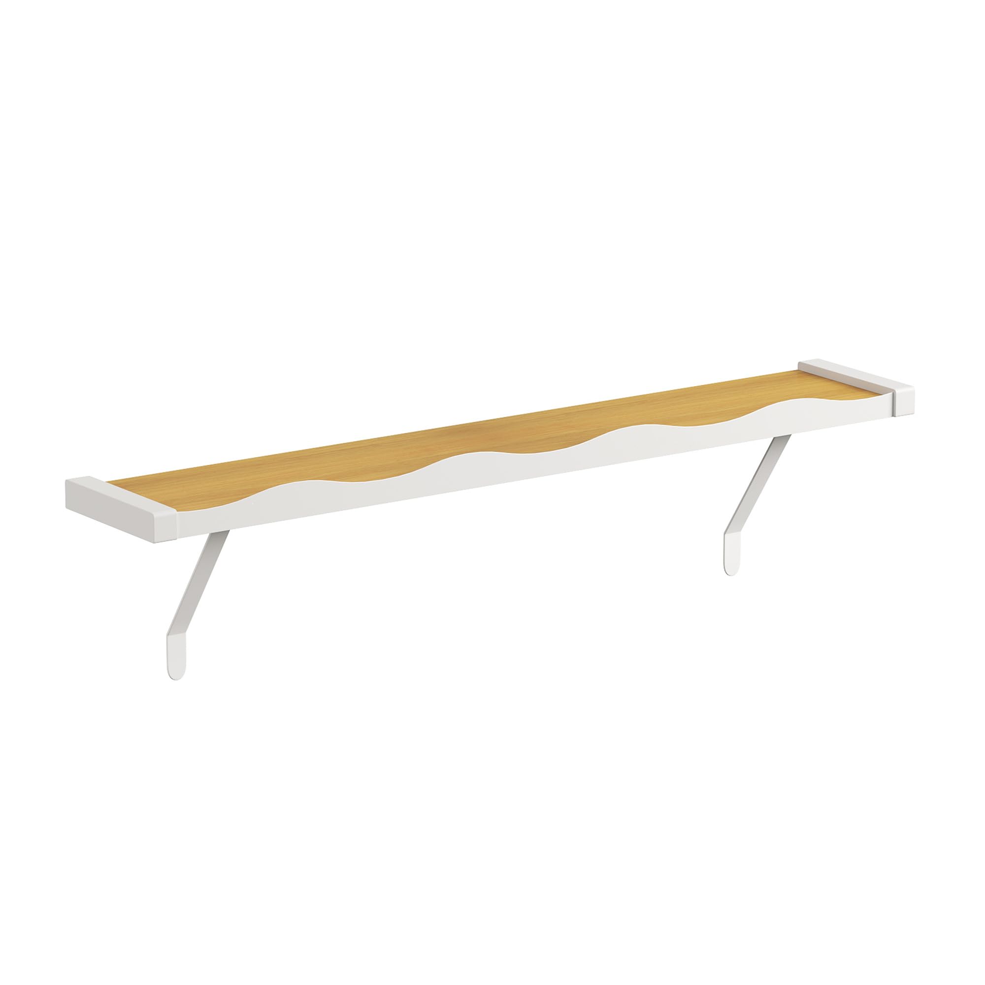 Loch & Skye Loby Radiator Shelf with Foil Insulation Wavy Design - MDF Wooden Floating Shelf No Drilling with Brackets - No-Drill Over Radiator Shelves for Heat Circulation (White & Natural, 140cm)