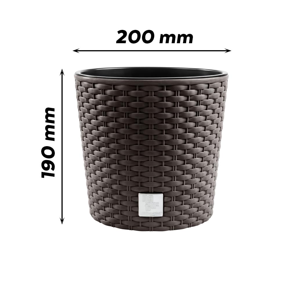 2x Blumentopf Blumenkübel Rattanoptik Übertopf Pflanzkübel Round - Foto 2
