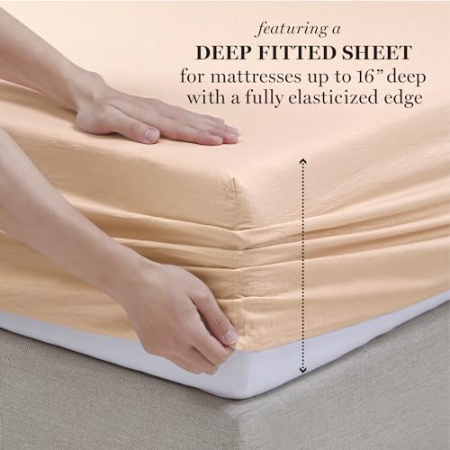 Image of Martha Stewart - Microfiber Sheets Set - Soft, Smooth, Durable, Easy Care | Bedding Sheets, Peachy Keen