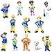 SZWL 12pcs Fireman Cake Topper, Mini Anime Figure Models, per Bambini Compleanno Doccia Theme Party Cake Decoration Supplies