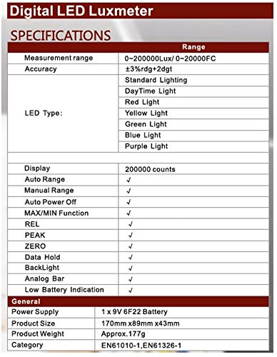 StarNY PM6612L LED Digital Analog Bar Light Lux Meter 200000 lux Handheld Light Meter for Light Measuring