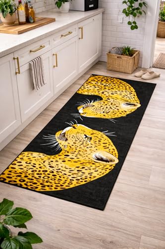 Image of SAGON 2x5 Ft Printed Runner Carpet - Cotton Bedside Rug for Bedroom & Living Room (Tiger)