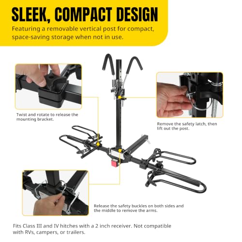 Image of MaxxHaul Platform Bike Rack for 2 Bikes - Hitch Mounted Tray Carrier for SUV, Van, & Truck - Adjustable Tire Cradles & Foam Padded Hooks - Fits 2 inch Class III & IV Hitches (50027)