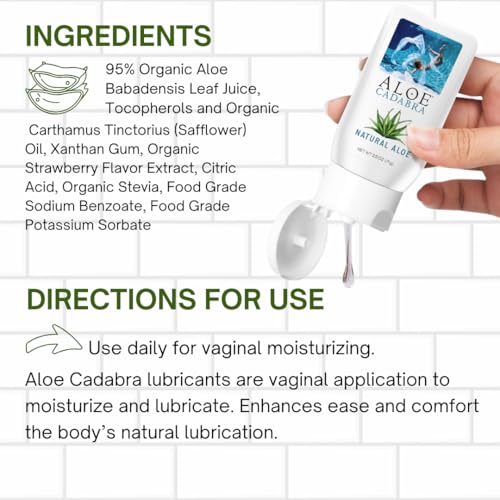 Image of Aloe Cadabra vaginal moisturizer, natural aloe, pH-balanced, water-based & 95% aloe vera, reduce dryness, discomfort, versatile uses (2.5 fl oz, 1 pack)