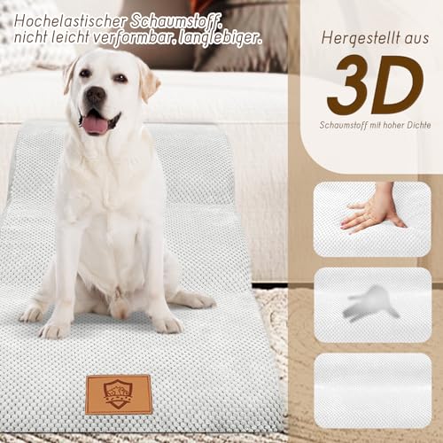 HEVOL Hundetreppe 3 Stufen, Tragbare Hunderampe aus Hochdichtem Schwamm für Kleine Hunde, Haustiertreppe mit Abnehmbarem & Waschbarem Stoffbezug, Ideal für Sofa und Bett