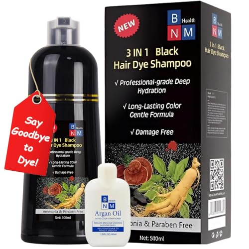 BNM Health Hair Dye Shampoo Gray Hair 3-in-1 Black 500ml