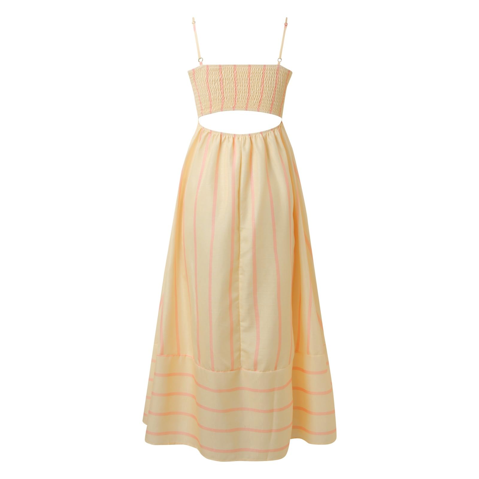 Vestido largo de verano para mujer, a rayas, sin mangas, con tirantes, tirantes delgados, estilo boho flowy