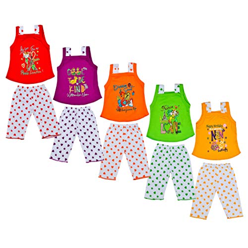 Sathiyas Baby Girls Top & Bottom Set(Multicoloured,3-6 Months)