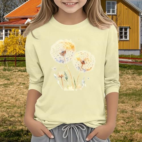 Toddler Dandelion Graphic T-Shirt Casual Long Sleeve Crewneck Pullover Teen Girls Cute Print Cotton Trendy Tops Outfits4