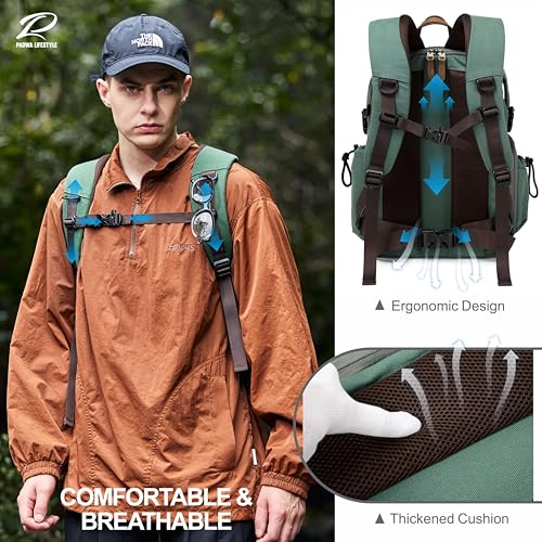 Padwa Lifestyle Green Camera Backpack - Professional DSLR & UAV Camera Bag,Anti Theft Canvas Camera Backpack with Rain Cover,Large Capacity Photography Travel Camera Bag with Multi Compartments4