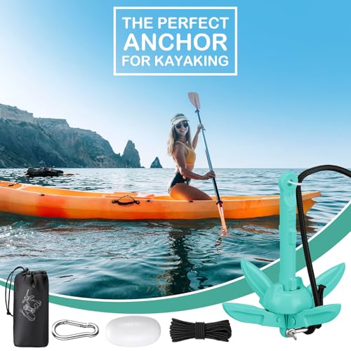 Image of Lounsweer 2 Pack 1.5 /3.5 lb Marine Kayak Anchor Kit Folding Grapnel Anchor Kit Boat Kayak Fishing Accessories for Small Boats Kayaks Canoe Paddle Boards