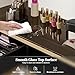 Paddie Manicure Table for Nail Tech, Glass Top Nail Desk Station w/4 Drawers & 2-Tier Storage Shelves, Salon Beauty Workstation Acetone Resistant w/Wrist Cushion, Golden Handles (Black)