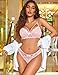 Avidlove Womens Lingerie Lace Lingerie Sets Matching Bra And Panty Sets Sexy Underwear Lingeries (Orange Pink, Large)