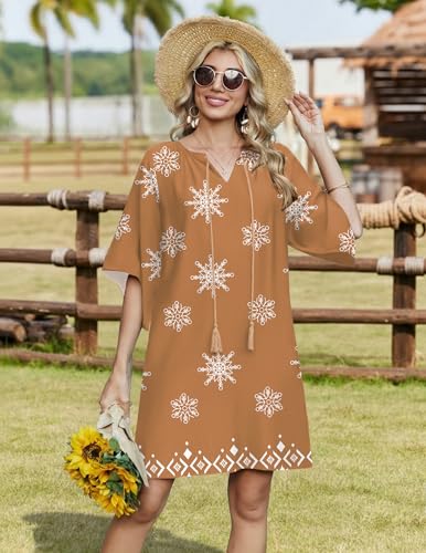 Image of Zeagoo Womens Summer Dress Casual Ruffle Tiered Floral Square Neck Sundresses Beach Boho Mini A-line Dress 2026 with Pockets