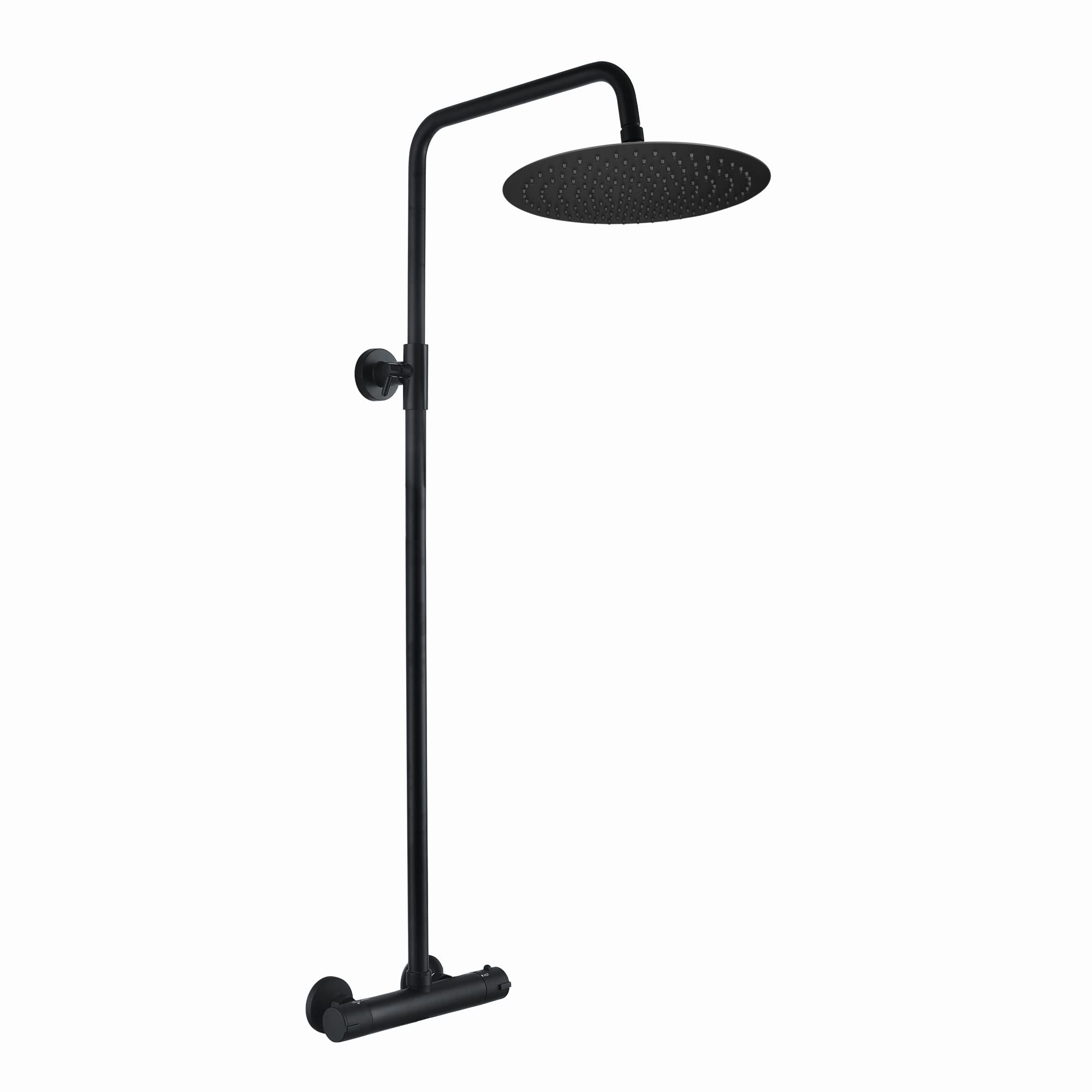 ENKI, Dune, SH0222, Thermostatic Bar Shower Set Single Outlet with Ultra Slim 300mm Overhead Shower, Black