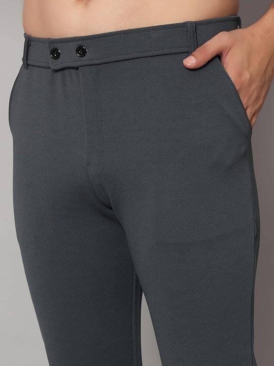 Image of Mehrang Men's Slim Fit Dress Pants, Formal Trousers with Side Pockets, (Pack of 2)