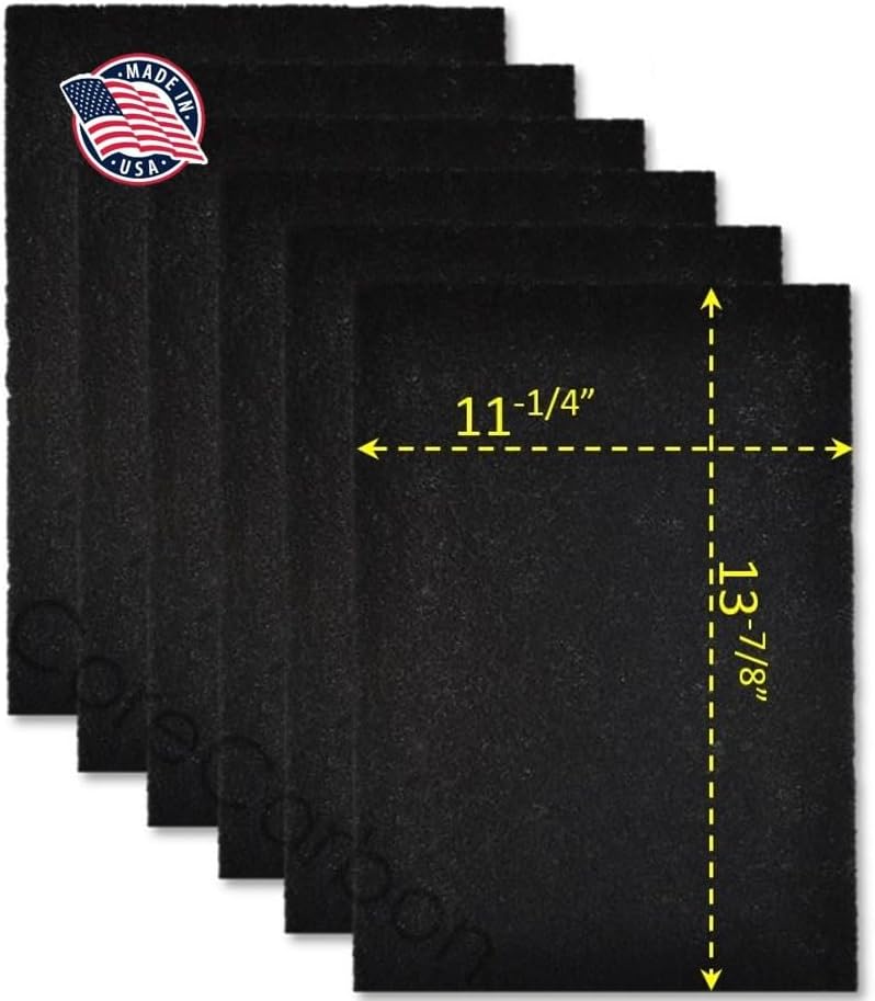 6-Pack Exact Fitment Carbon Pre-Filter Designed to Fit Honeywell Air Purifier Models HPA200, HPA200BWM, HPA201-TGT, HPA202, HA202BHD, HPA204, HPA250B