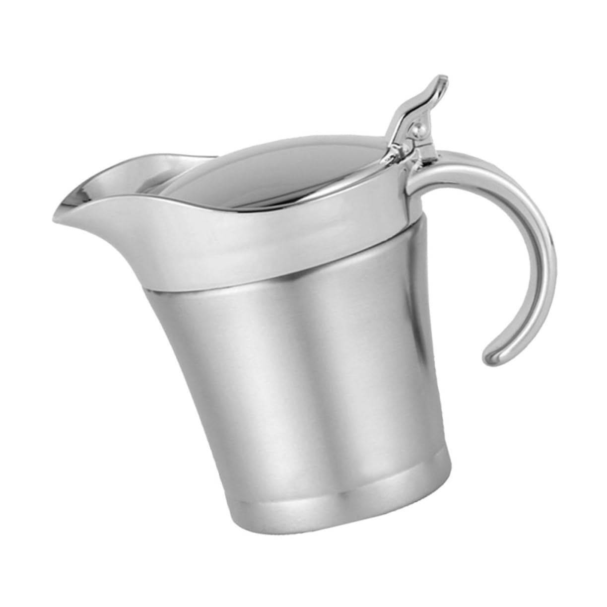 Zerodeko Pot à Sauce Inox 304 Double Paroi 450 Ml Couvercle en Acier Inoxydable Distributeur Isolant pour Restaurant la Cuisine Maison
