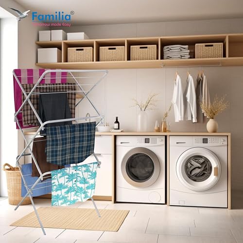 Image of Familia Heavy Duty Steel Premium 3 Tier-18 Rods (60 Feet Drying Length) Clothes Drying Stand Steel for Balcony Cloth Drying Stand Foldable Clothes Stand for Drying Cloth Dryer Stand
