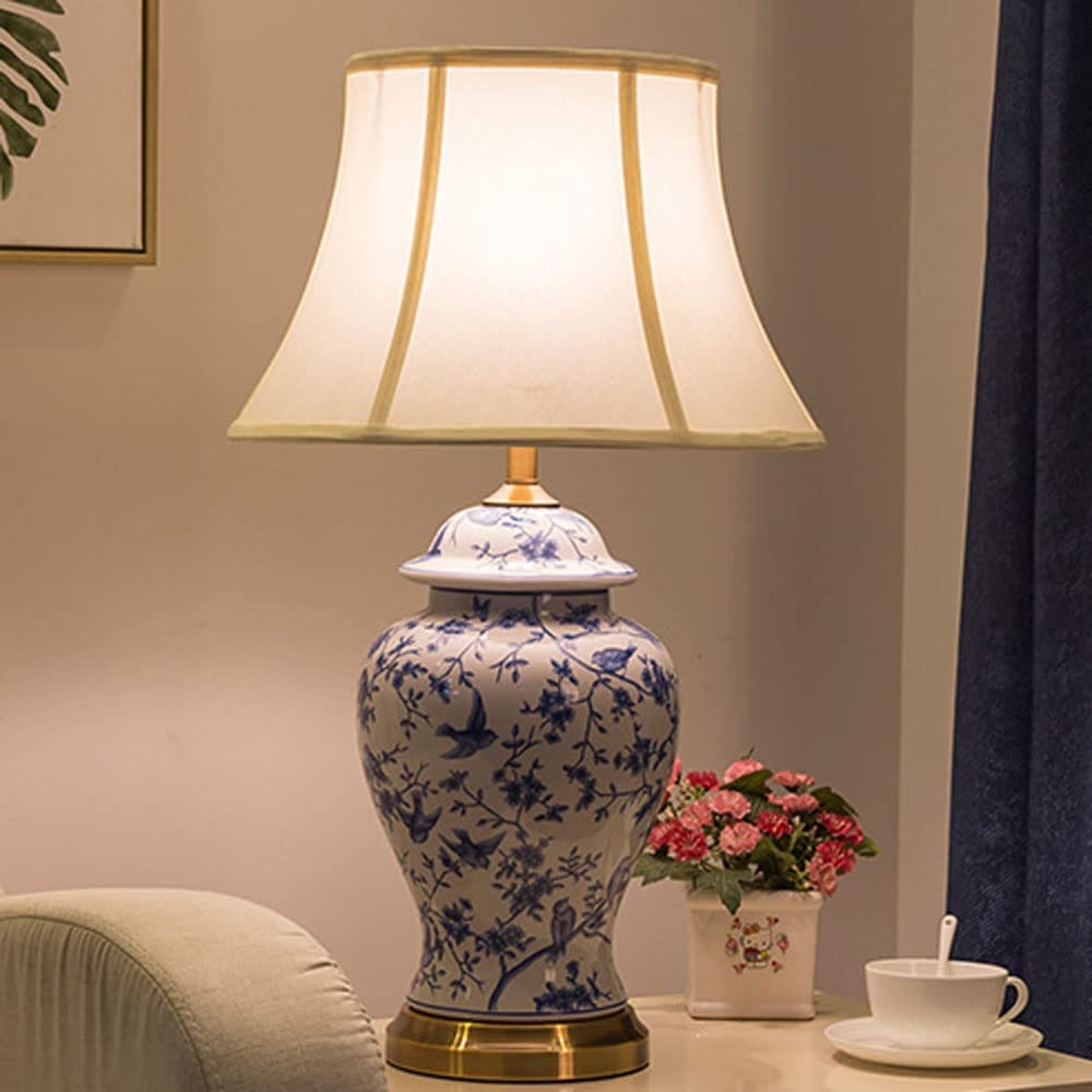 Lampka nocna Ceramiczne Lampy Stołowe Chińska Sypialnia Nocna Biurko Lampka Nocna lampa stołowa (Color : Dimmer switch)