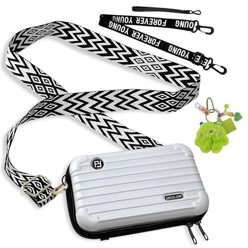 cersaty® 1 Stk Mini Koffer Tasche, 17×10×5cm Crossbody Umhängetasche für Reisen, Party, Outdoor Sport mit 1 Schulterriemen 1 Kleiner Monster Schlüsselanhänger