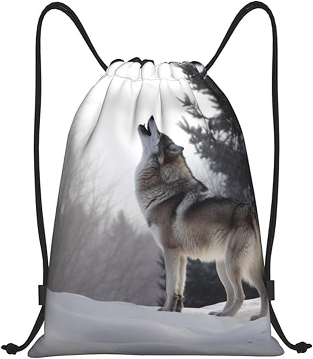 sector z Wolf Drawstring Backpack for Outdoor Camping, Travel, Sports, Gym, Unisex-picture-0