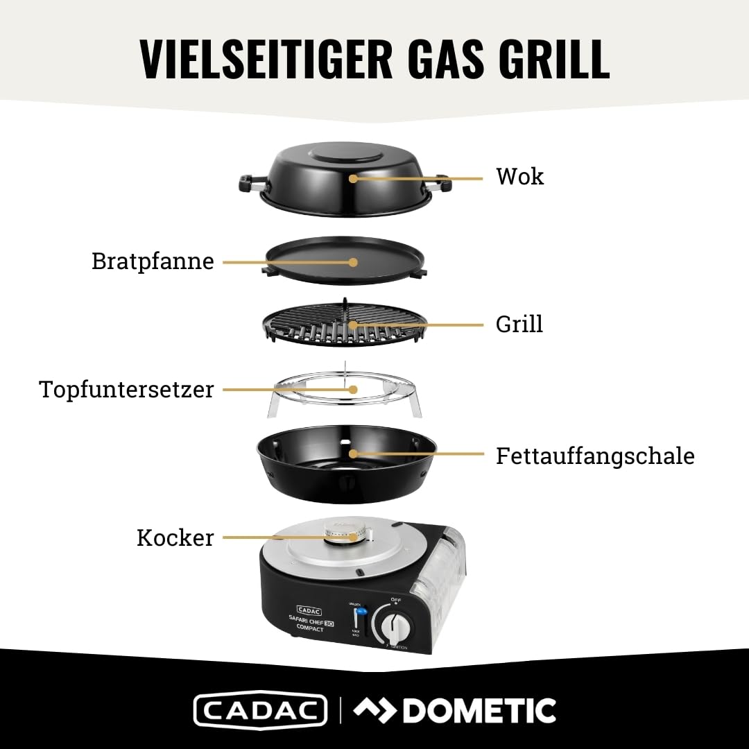 CADAC - Safari Chef Compact 30 - Stahl - Aluminium - Kunststoff - Gas Barbecue - 50mBar