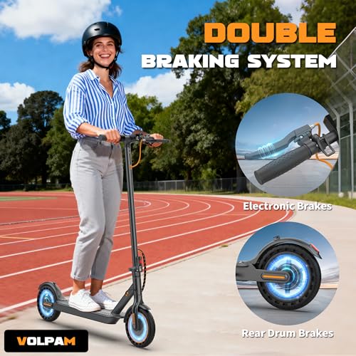 volpam electric scooter 350w500w powerful motor 85341034 solid tires 1922mph 282112 miles rangedual braking