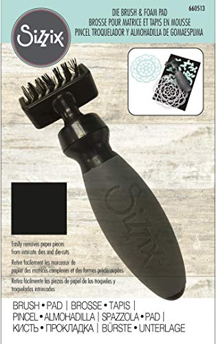 Sizzix Die Brush and Foam Pad 660513 for Wafer-Thin & Intricate Dies, Scrapbooking, Cardmaking, Papercraft & Home Décor Accessory, Black