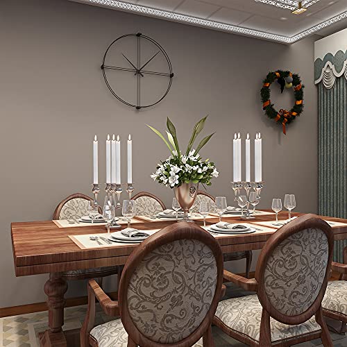 image for GenSwin Flameless White Taper Candles Flickering with 10-Key Remote, B