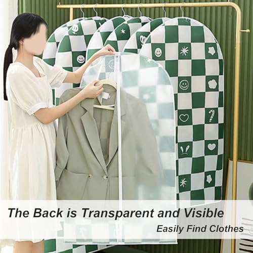 Hanging Garment Bags for Closet Storage, Dress Bags for Hanging Clothes with Zipper for T-Shirt, Jacket, Suits, Coats, Set of 5, PEVA(60x140cm/24x55in)3