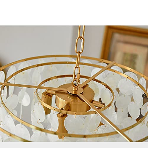 Omoons Chandelier Natural Seashell Crystal Chandelier,Modern Chandelier For Dining Room, Rustic Hanging Ceiling Lighting Fixture For Foyer, Bedroom, Living Room, Entryway, Kitchen Island，Height Adjus/ #TOP5