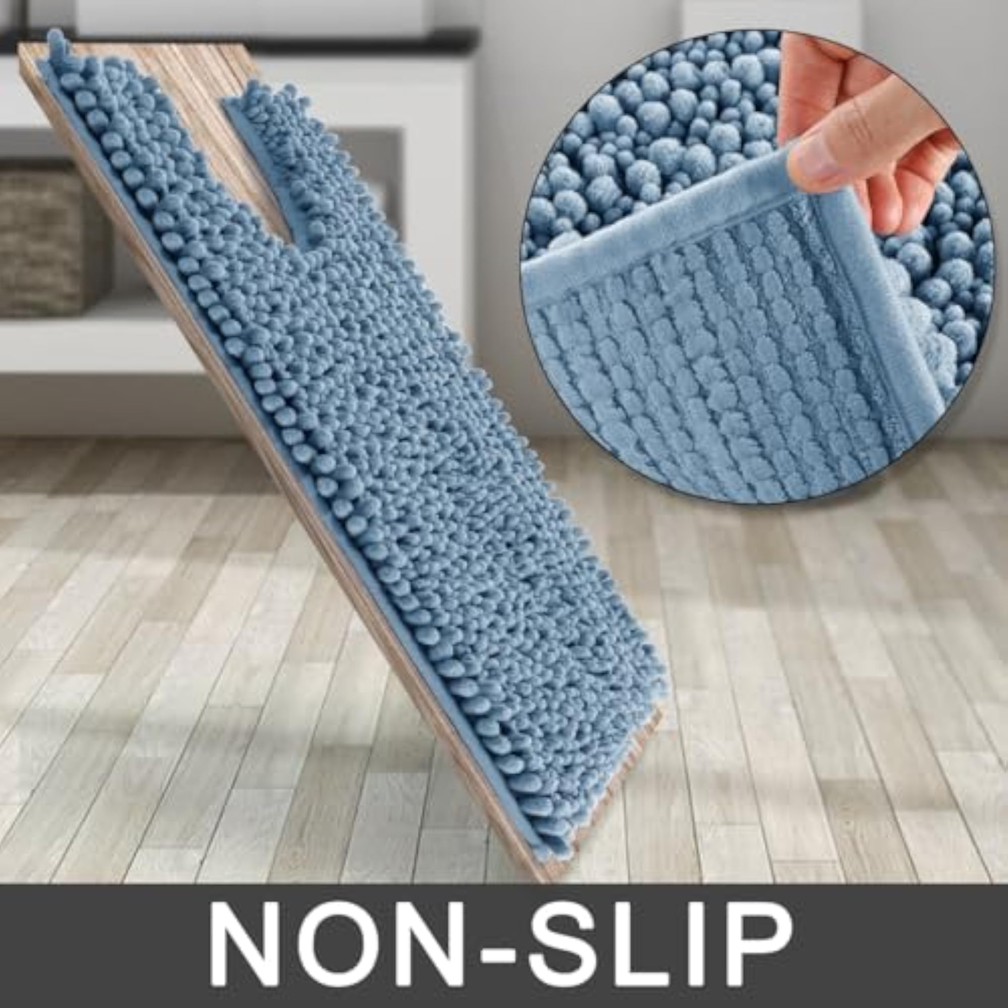 U-Shaped Toilet Rug, Soft Absorbent Chenille Bathroom Mat