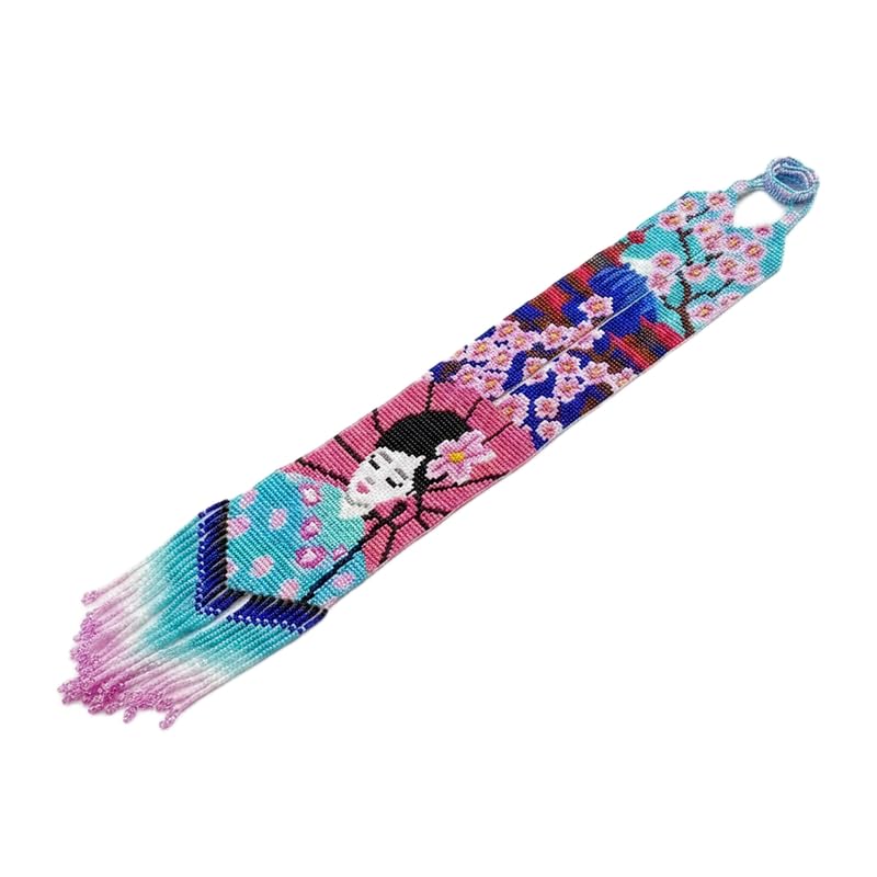 Collier Geisha Sakura Gerdan ukrainien perles fait main raffinement artisanal