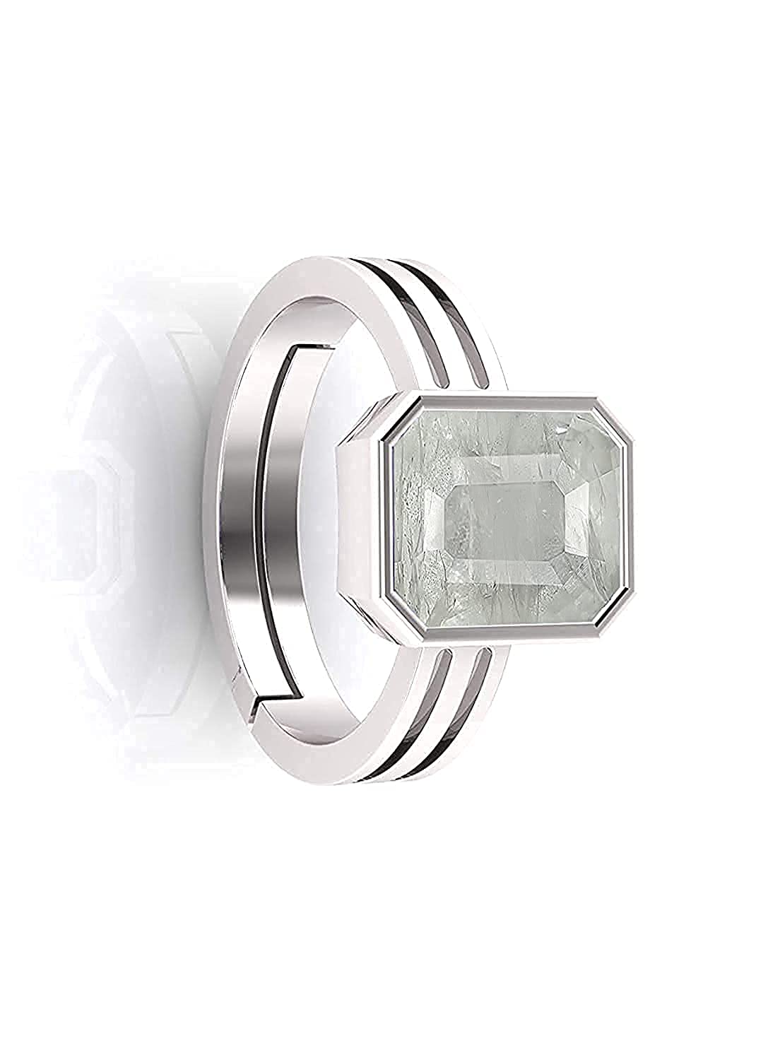 Anello in argento da 7,25 ratti/6,65 carati, con zaffiro bianco naturale, certificato Pukhraj, anello adjaistaible con pietra portafortuna preziosa, placcata argento, zaffiro bianco, Placcato