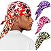 4Pcs Durag Set Silk Durag for Men Designer Durag Printed Do Rag with Long Tail Durag Hip Hop Turban Colorful Headband for Mens Braid Dread