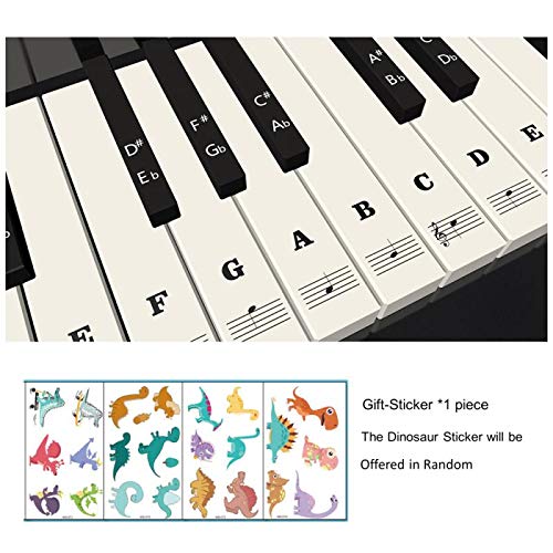 Piano Stickers for Keys - White & Black Piano Keyboard Stickers For 37/49/54/61/88 - Removable with Numbers, Leaves No Residue, User Guide ,Perfect for the Beginners