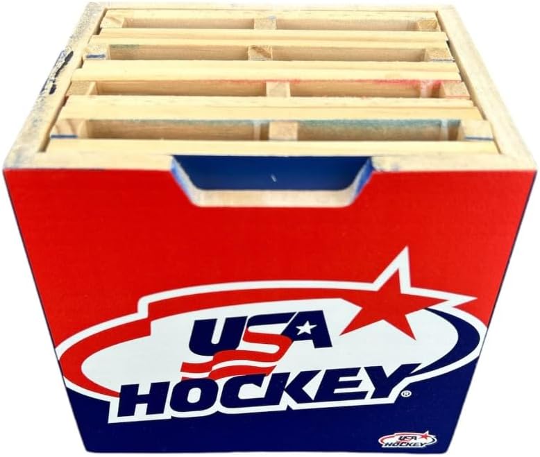 Commemorative Miracle on Ice Hockey Wooden Pallet Shaped Coaster Set, Red White Blue, Sports Memorabilia Collection, Lake Placid Anniversary Edition