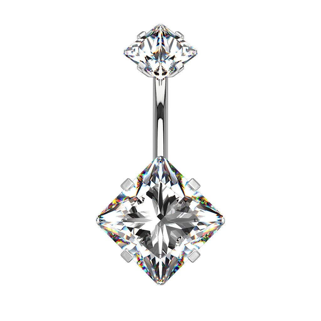Paula & Fritz® Bauch-nabelpiercing Quadratischer Zirkonia 316L Chirurgenstahl Banane Bauch-Piercing Bananabell Nabel-Piercing Gold Silber Schwarz
