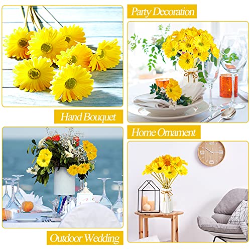 Willbond Faux Daisy Faux Flower Gerbera Daisy Faux Gerbera Daisies Faux Flower Bouquet 15 Inch For Wedding Bridal Bouquet Party Home Kitchen (Yellow, 18 Pieces) #TOP5