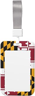 Badge Holder Vertical Clear Plastic Case IDs Protector for Office, Credit Cards,Proximity Key Cards Maryland State Flag