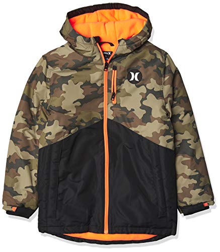 Hurley Boys  Parka Jacket, Green Camo, M