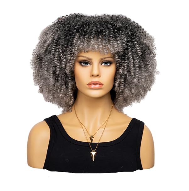 Fashion Afro Curly Wig Synthetic Short Full Wig Women Wig For Halloween Party Christmas Costume Wig (Black Red)
