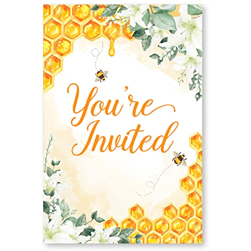 Sweet As Can Bee Baby Shower Party Invitations With Envelopes Set Of 20 Honey Bee Honeycomb Baby Shower Party Invites Fill In Blank #TOP1