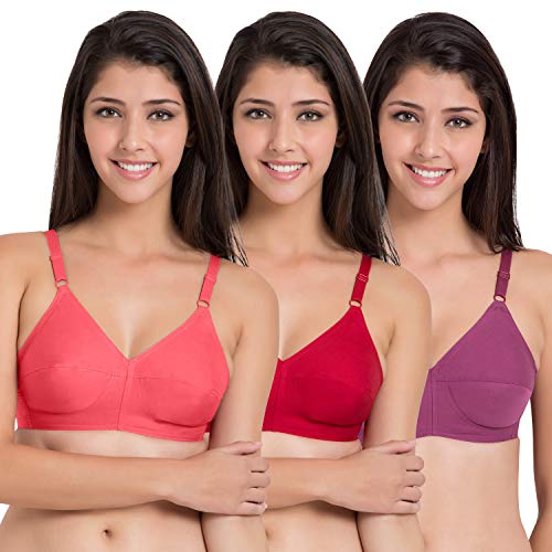 Image of SOUMINIE Women s Cotton Non Padded Full Coverage Everyday Bra | Pack of 3 |