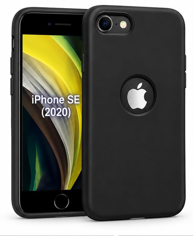 Back Cover for iPhone SE 2020 / SE 2022 | Ultra Slim Soft Rubberised Case | Matte Silicone Flexible Mobile Case | Camera Protection - Black