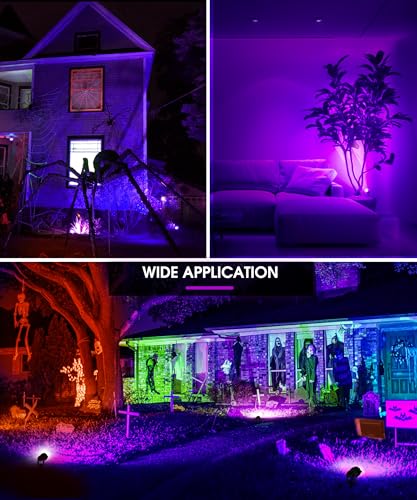Image of L LOHAS LED Purple Halloween Outdoor Spotlight 5W Dusk to Dawn 2 Pack