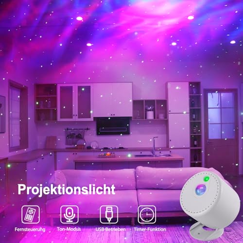 MHAZDZE MHAZDZE LED Sternenhimmel Projektor Sternenlicht Projektor Galaxy Projektor Fernbedienung Timer Sternenprojektor,Projektor Nachtlicht für Kinder Erwachsene Party - Verwendungsansicht 7 | TV | Video | Foto