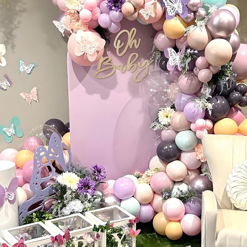 Image of 'Oh Baby' Sign for Backdrop - Felt Champagne Gold Baby Shower Banner Boy Girl Decorations Gender Reveal 1st Birthday Party Photography Background