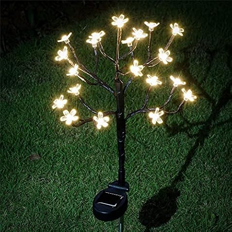 Sunboia Solar Lights Outdoor Indoor, 20 LED Cherry Blossom Solar Tree Lights,Ornaments Decorative Lights for Home Garden Lawn Patio Holiday Yard Walkway Christmas-White Cover